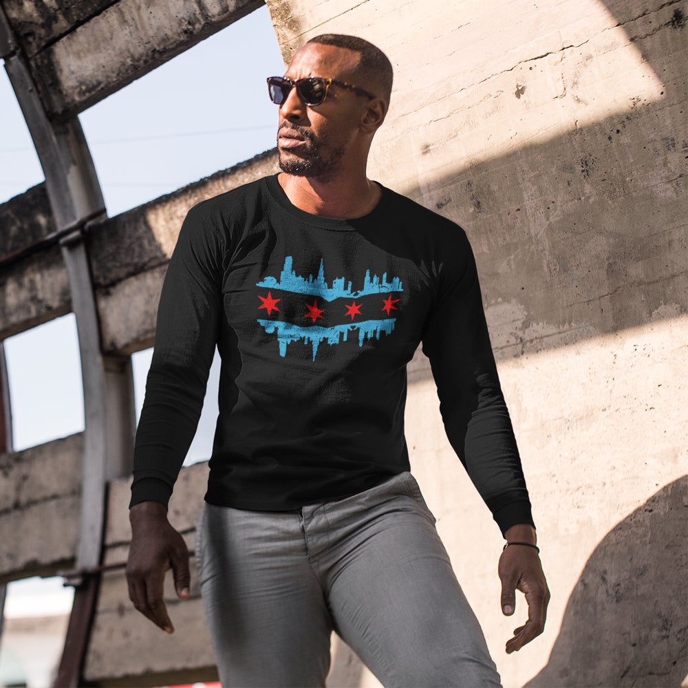 Chicago Flag Skyline Unisex Long Sleeve Tee