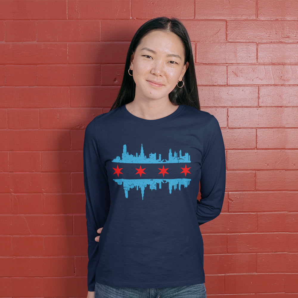 Chicago Flag Skyline Unisex Long Sleeve Tee