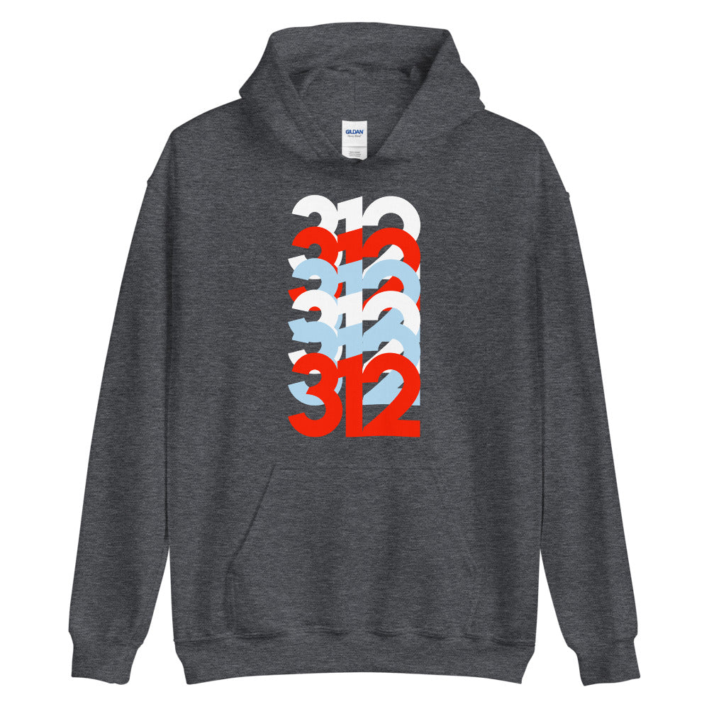 312 Chicago Area Code Stacked Unisex Hoodie