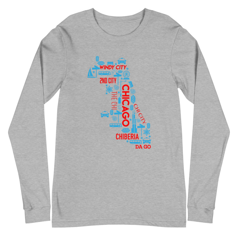 Chicago Nicknames Unisex Long Sleeve Tee