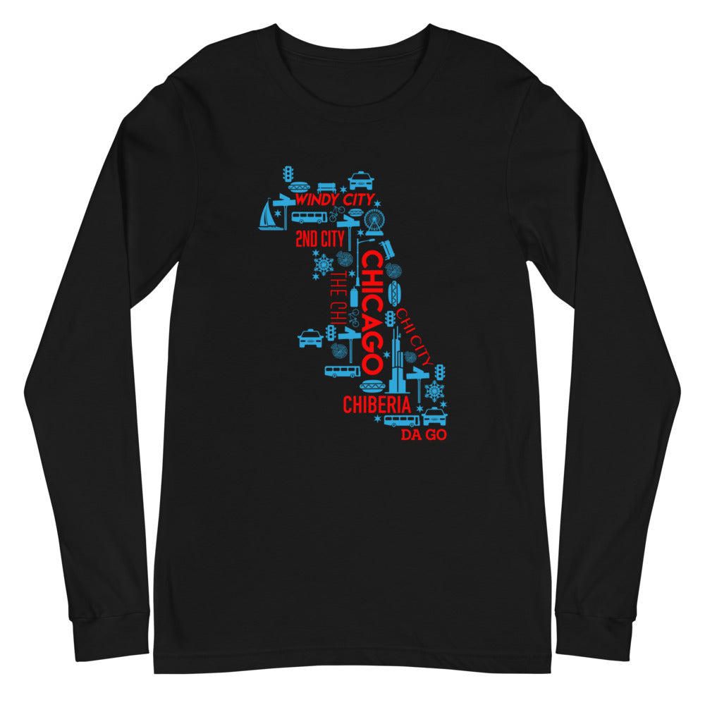 Chicago Nicknames Unisex Long Sleeve Tee