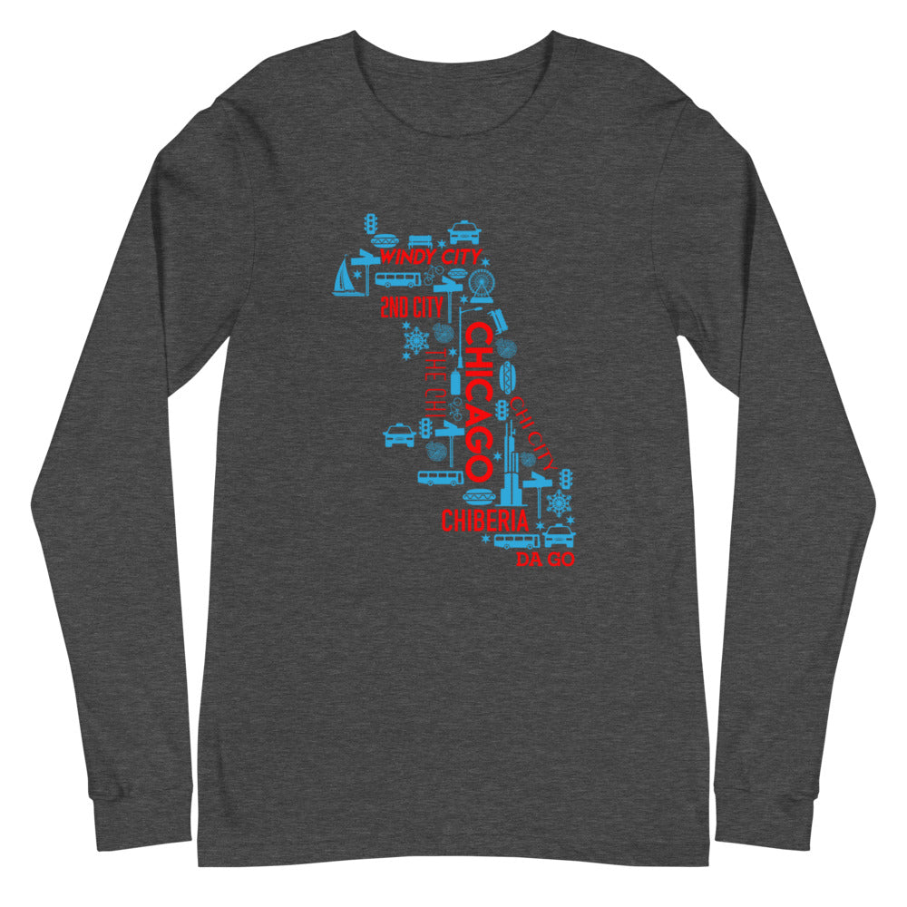 Chicago Nicknames Unisex Long Sleeve Tee