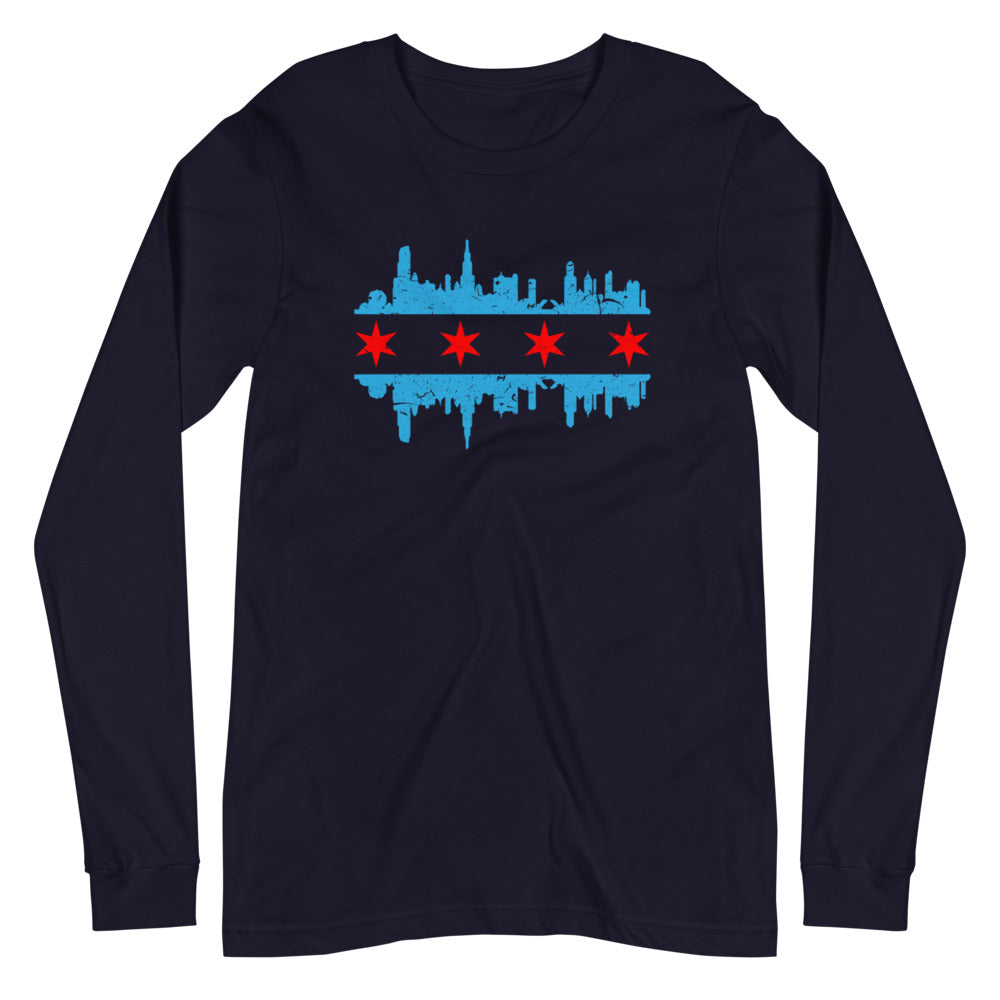 Chicago Flag Skyline Unisex Long Sleeve Tee