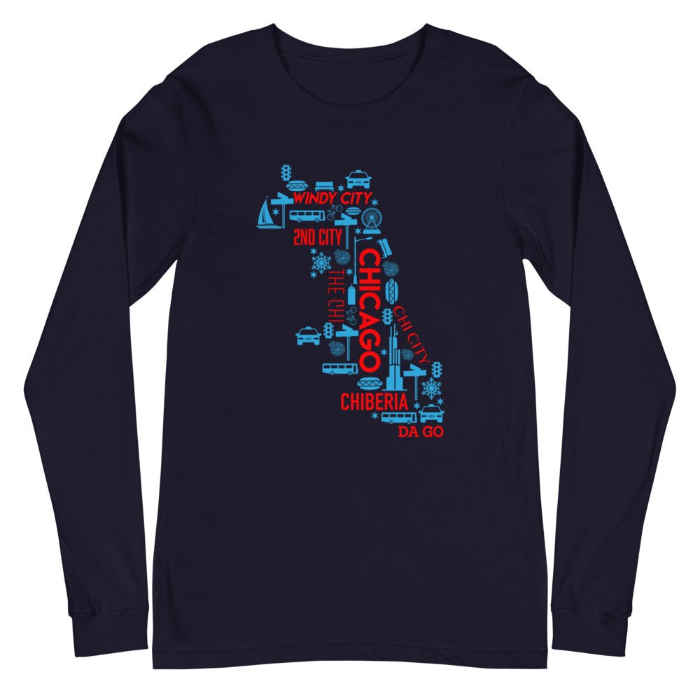 Chicago Nicknames Unisex Long Sleeve Tee