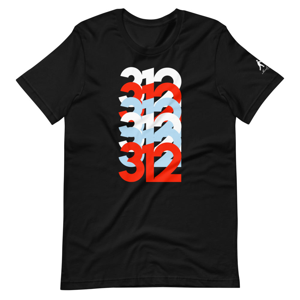 312 Chicago Area Code Stacked Short-Sleeve Unisex T-Shirt