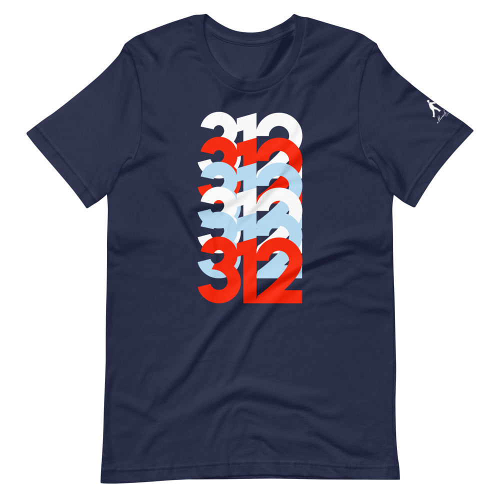 312 Chicago Area Code Stacked Short-Sleeve Unisex T-Shirt