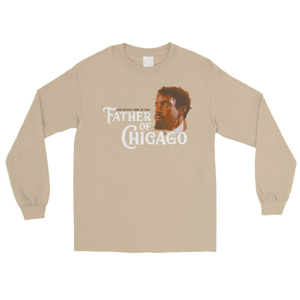 Tan long sleeve shirt with Jean Baptist Dusable