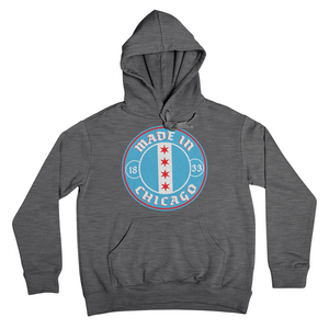 Grey Hoodie with Made In Chicago badge