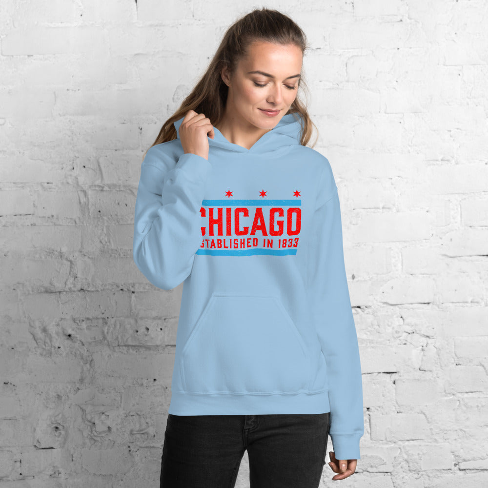  Vintage Chicago Illinois Est. 1833 Souvenir Gift Pullover Hoodie  : Sports & Outdoors