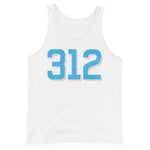 White Tank Top with Blue 312 Chicago Area Code