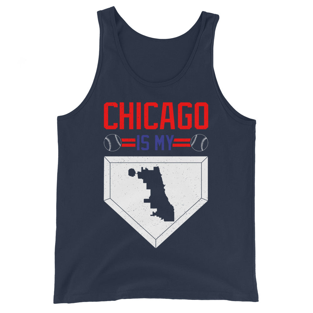 Blue Tank Top with Chicago Baseball Homebase in White