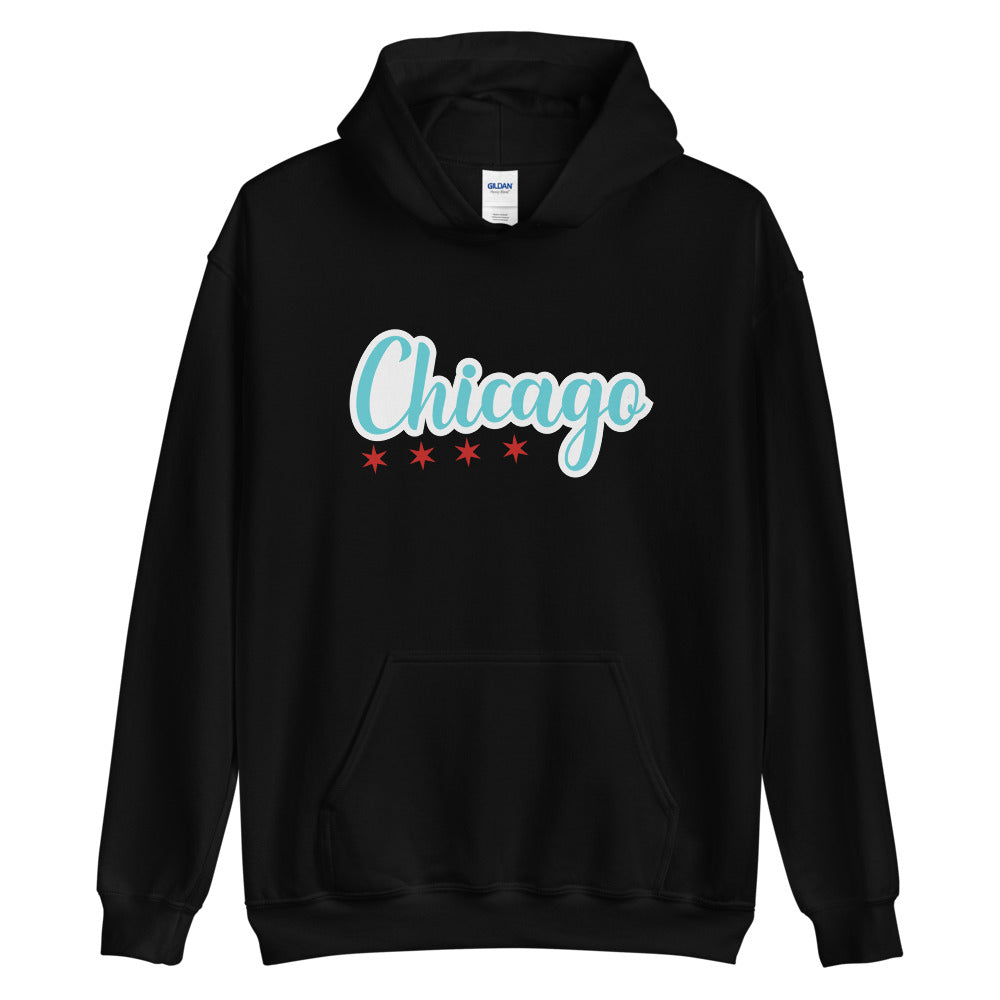 Black hoodie with Chicago Stars and Chicago Flag on front