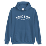 Blue hoodie with Chicago Illinois on front