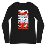 312 Chicago Area Code Stacked Unisex Long Sleeve Tee