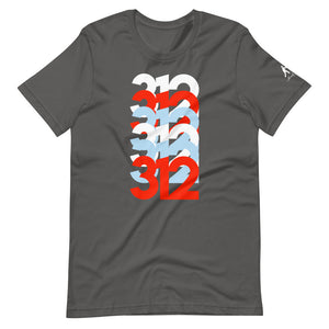 312 Chicago Area Code Stacked Short-Sleeve Unisex T-Shirt